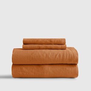 Quince European Linen Terracotta Bedding Sheets in King Size 4 pieces (214)